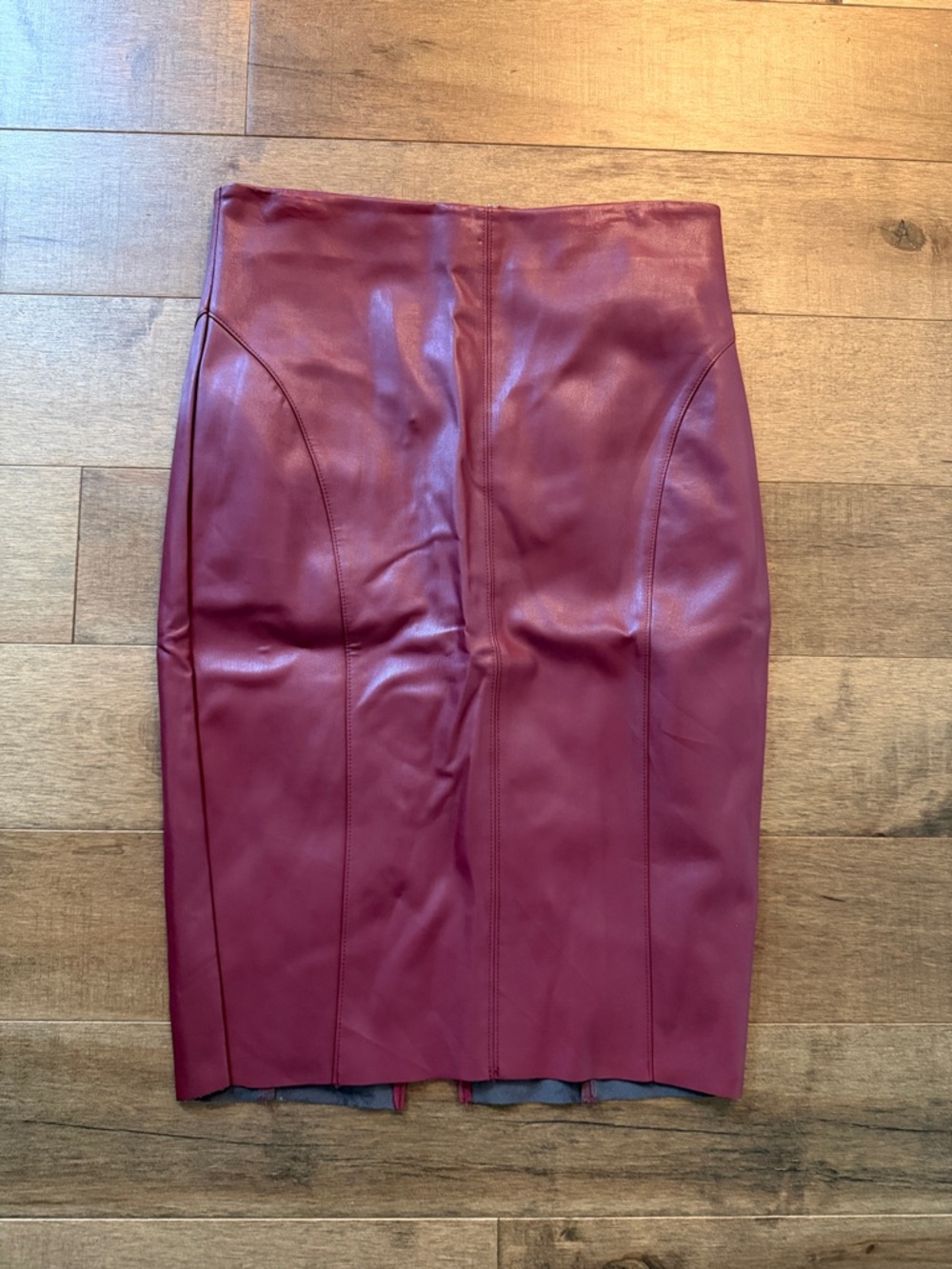 Express Faux Leather Pencil Skirt in Burgundy